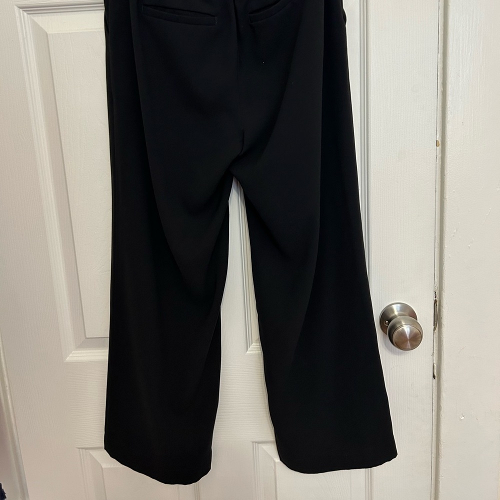 Loft elastic waistband black wide leg pant